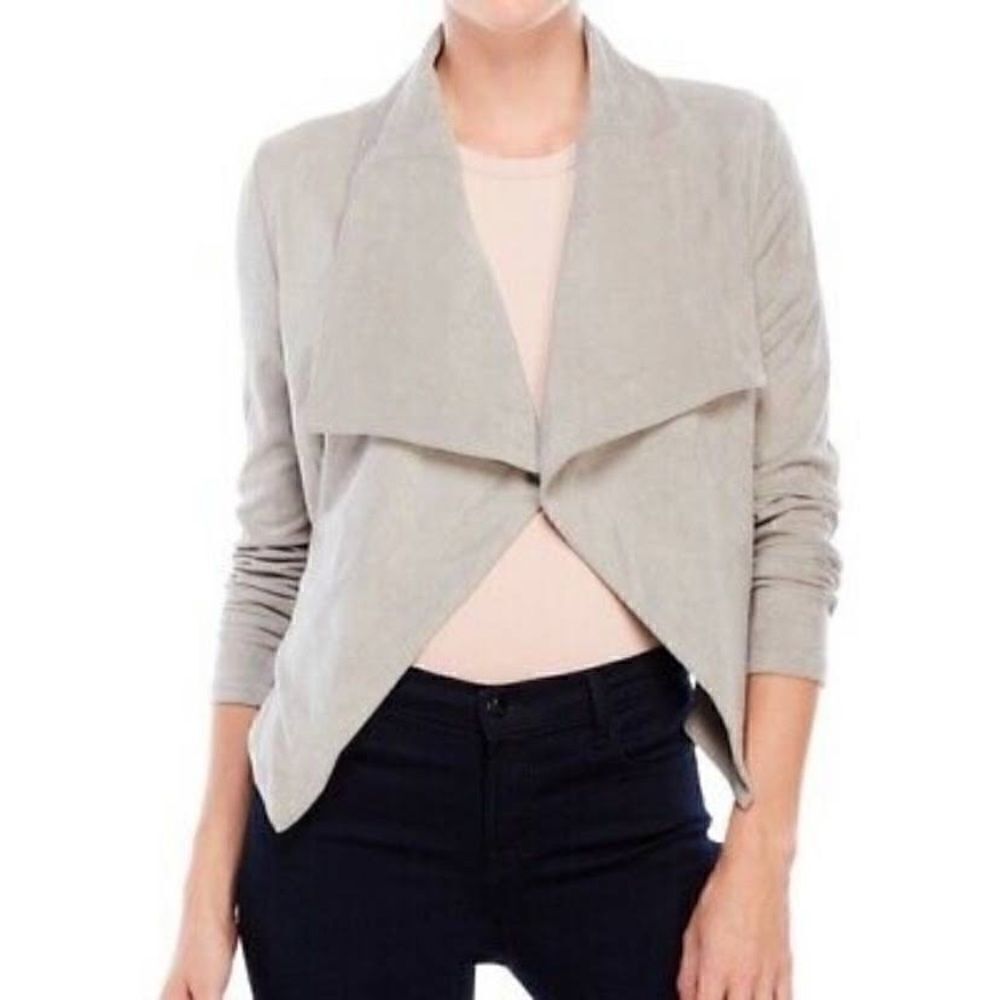 Romeo & Juliet Couture Faux Suede Open Front Moto Jacket